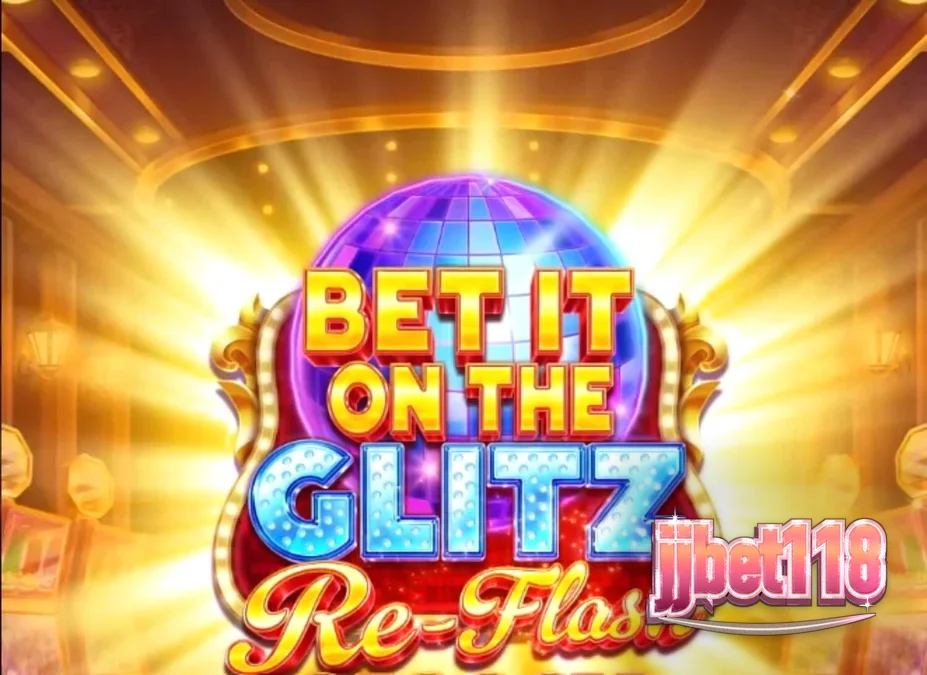 Tampilan visual slot Bet It on the Glitz Re-Flash dengan nuansa neon Vegas
